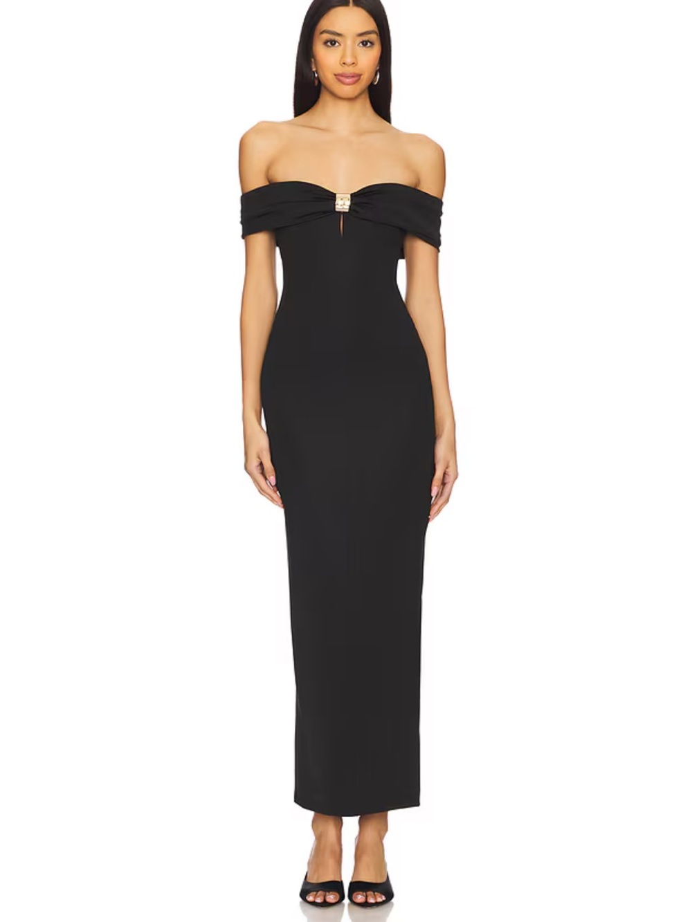 Elegant Off-Shoulder Black Evening Dress